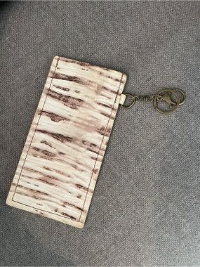 Textured Cream and Brown Sunglass Holder with Keychain